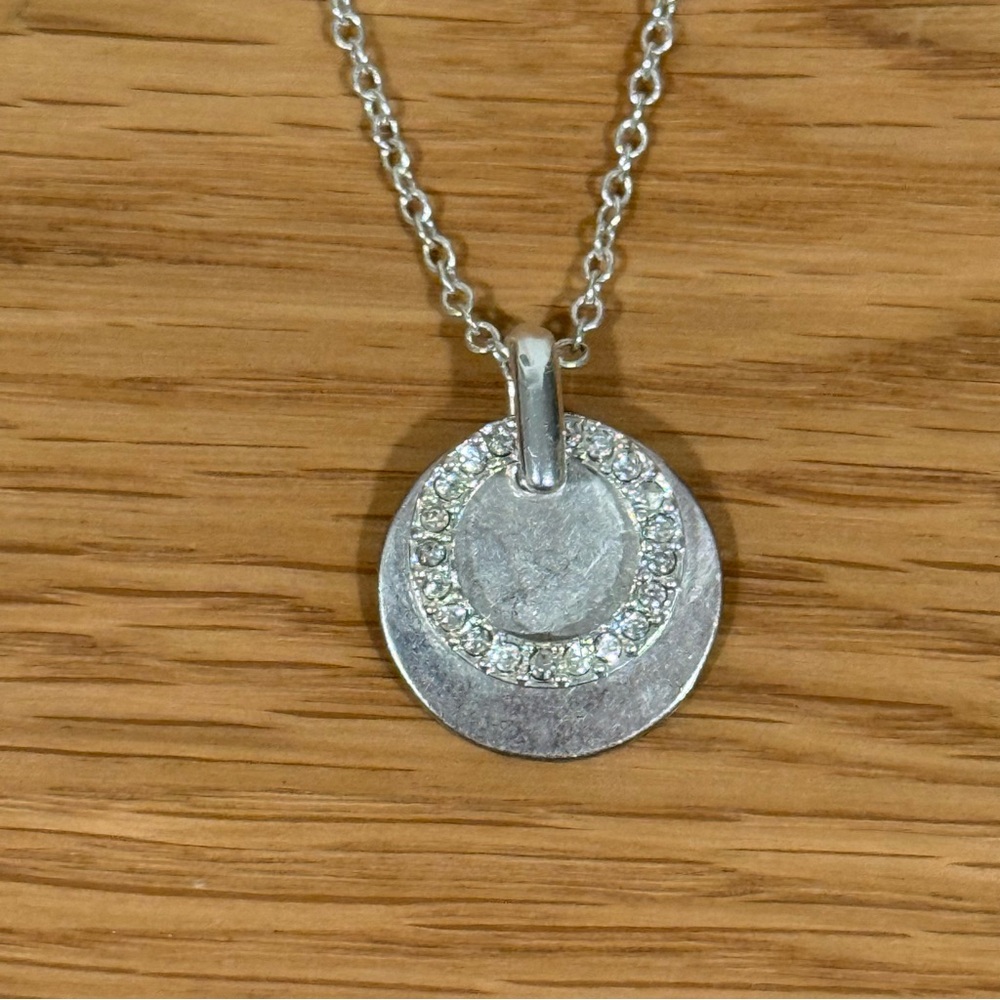 Avon Silver Pendant Necklace with Crystal Rhinestone Accents